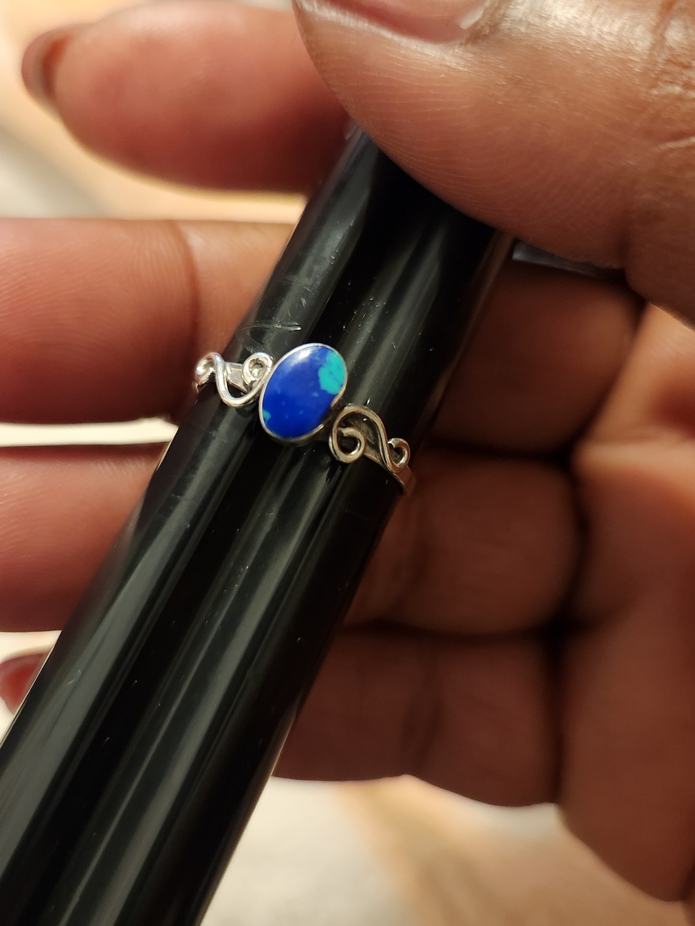 Sterling Silver Blue Swirl Ring
